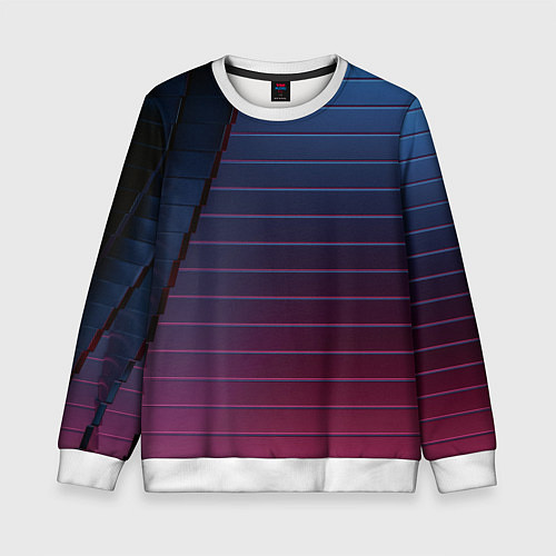Детский свитшот Абсрактная лестничная тёмно-синяя текстура / 3D-Белый – фото 1