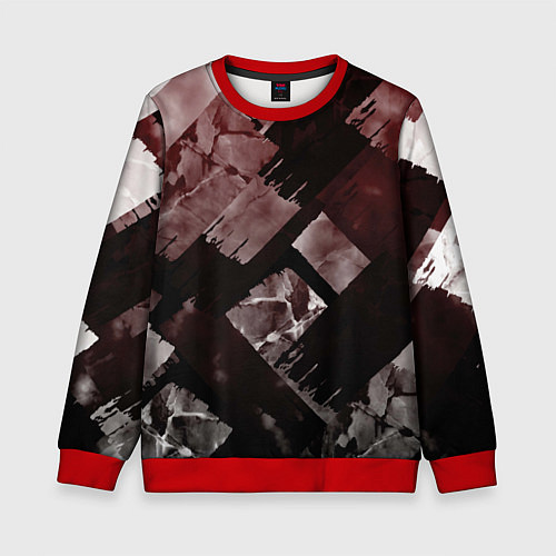 Детский свитшот Красные и чёрные полосы / 3D-Красный – фото 1