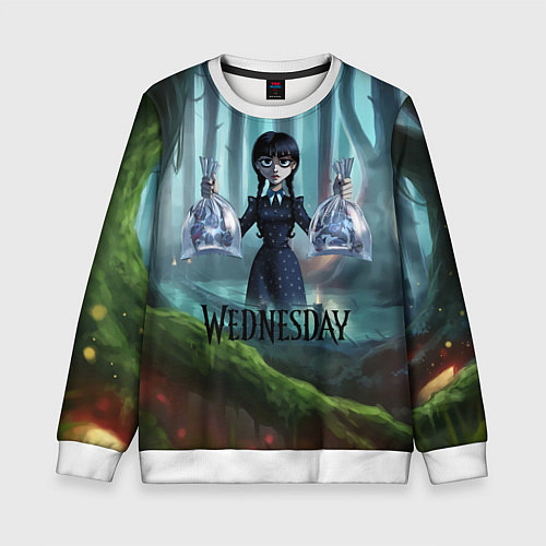 Детский свитшот Семейка Аддамс фан-арт / 3D-Белый – фото 1