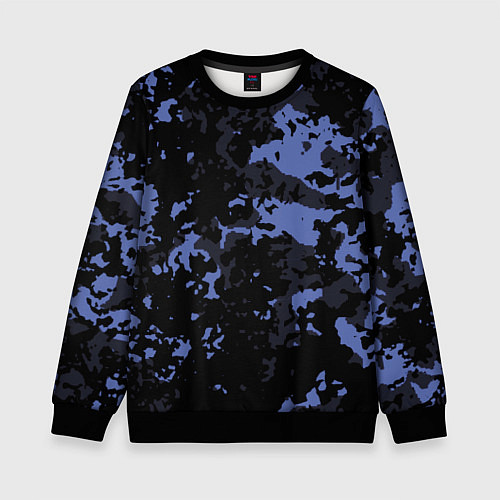Детский свитшот Тёмно-синий камуфляж / 3D-Черный – фото 1