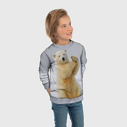 Свитшот детский Белый медведь разминается, цвет: 3D-меланж — фото 2