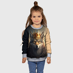 Свитшот детский Волк в золотой короне, цвет: 3D-меланж — фото 2