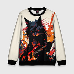 Детский свитшот Black rocker cat on a light background - C-Cats co