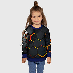 Свитшот детский Плиты стиль соты киберпанк, цвет: 3D-синий — фото 2