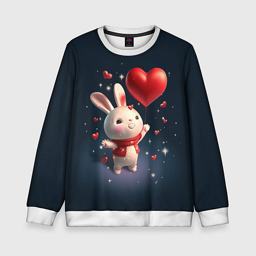Детский свитшот Кролик с шариком / 3D-Белый – фото 1