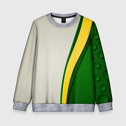 Свитшот детский Абстрактный минимал с бежевым, жёлтым и зелёными ц, цвет: 3D-меланж