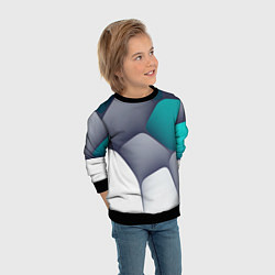 Свитшот детский Серо-бело-синий каменный паттерн, цвет: 3D-черный — фото 2