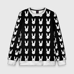 Свитшот детский Bunny pattern black, цвет: 3D-белый