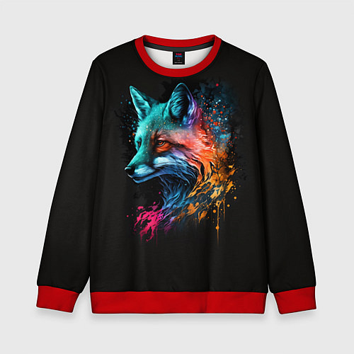 Детский свитшот Неоновая лисичка / 3D-Красный – фото 1