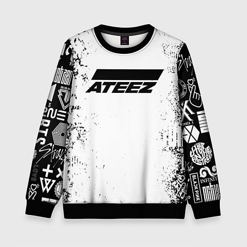 Детский свитшот Ateez black and white / 3D-Черный – фото 1