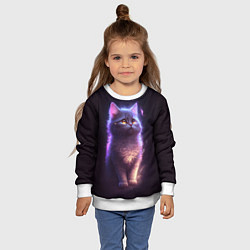 Свитшот детский Неоновый котик и луна, цвет: 3D-белый — фото 2