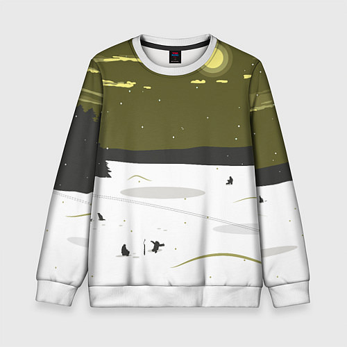Детский свитшот Зимняя рыбалка / 3D-Белый – фото 1