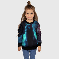 Свитшот детский Нейрокот в голубом дыму, цвет: 3D-черный — фото 2