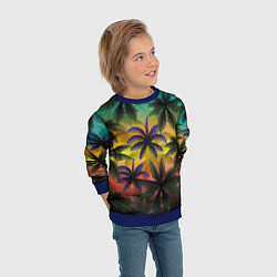 Свитшот детский Кроны пальм, Багамы, цвет: 3D-синий — фото 2