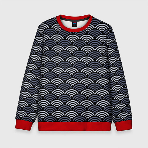 Детский свитшот Японский синий паттерн / 3D-Красный – фото 1