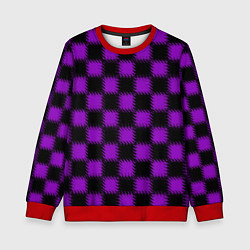 Свитшот детский Фиолетовый черный узор Шахматка, цвет: 3D-красный