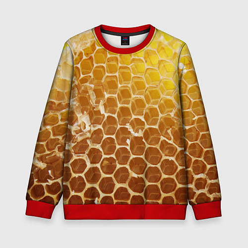 Детский свитшот Текстура - соты улья / 3D-Красный – фото 1