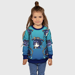 Свитшот детский Чиби Странник Genshin Impact, цвет: 3D-синий — фото 2