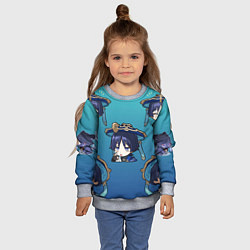 Свитшот детский Чиби Странник Genshin Impact, цвет: 3D-меланж — фото 2