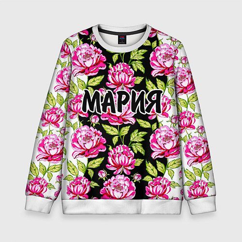Детский свитшот Мария в цветах / 3D-Белый – фото 1