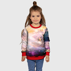 Свитшот детский Аморфное абстрактное космическое красочное небо, цвет: 3D-красный — фото 2