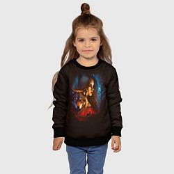 Свитшот детский Волк и девушка, цвет: 3D-черный — фото 2
