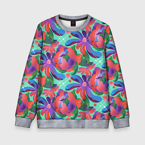 Детский свитшот Цветочный паттерн арт / 3D-Меланж – фото 1
