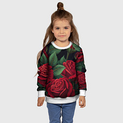 Свитшот детский Много красных роз, цвет: 3D-белый — фото 2