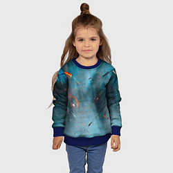 Свитшот детский Абстрактный синий туман, силуэты и краски, цвет: 3D-синий — фото 2