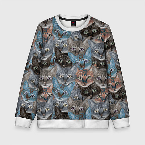 Детский свитшот Паттерн с котиками / 3D-Белый – фото 1