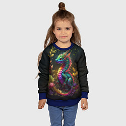 Свитшот детский Разноцветный дракончик в лесу, цвет: 3D-синий — фото 2