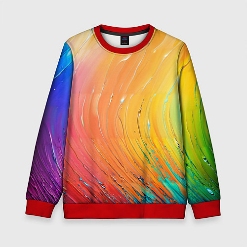 Детский свитшот Оранжевое настроение красочная абстракция / 3D-Красный – фото 1