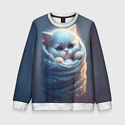 Свитшот детский Котик в мешке, цвет: 3D-белый