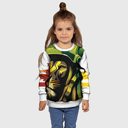 Свитшот детский Раста Лев в каске, цвет: 3D-белый — фото 2