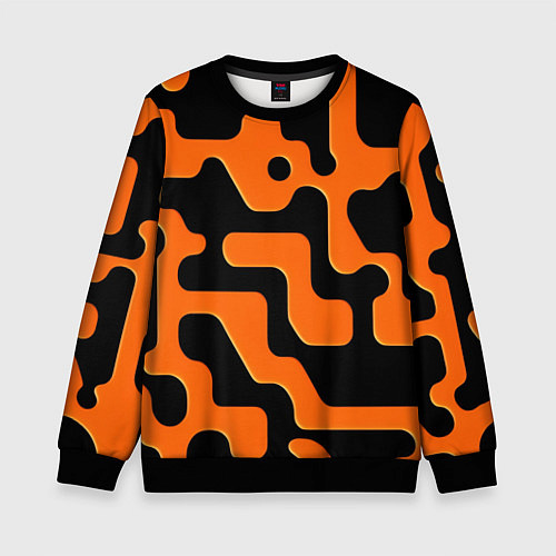 Детский свитшот Черно-оранжевый абстрактный лабиринт / 3D-Черный – фото 1