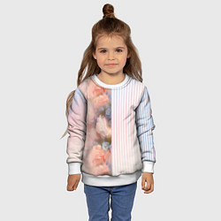 Свитшот детский Цветы за стеклом - полосы с градиентом, цвет: 3D-белый — фото 2