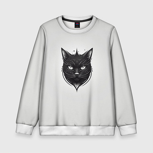 Детский свитшот Чёрный кошачий арт / 3D-Белый – фото 1