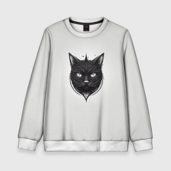 Свитшот детский Чёрный кошачий арт, цвет: 3D-белый