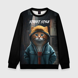 Свитшот детский Street cat, цвет: 3D-черный