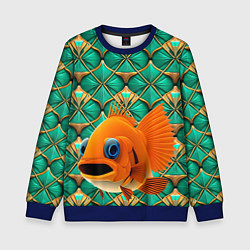 Свитшот детский Сказочная золотая рыбка, цвет: 3D-синий