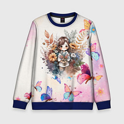 Свитшот детский Чибик с букетом, цвет: 3D-синий