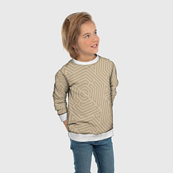 Свитшот детский Бежевый цвет с геометрическим узором, цвет: 3D-белый — фото 2