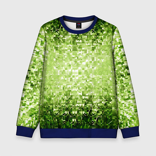 Детский свитшот Геометрическое зелёное искажение в пространстве / 3D-Синий – фото 1