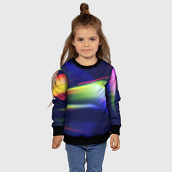 Свитшот детский Разные абстрактные цветные свечения во тьме, цвет: 3D-черный — фото 2