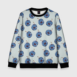 Детский свитшот Слива сизая, пиксель, паттерн