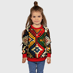 Свитшот детский Русский узор крестиком, цвет: 3D-красный — фото 2