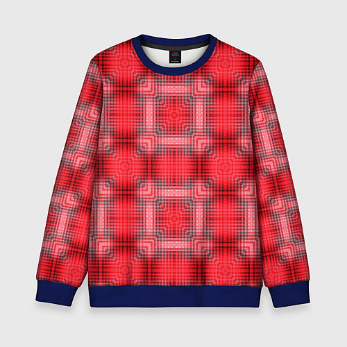 Детский свитшот Красный с белым клетчатый узор / 3D-Синий – фото 1