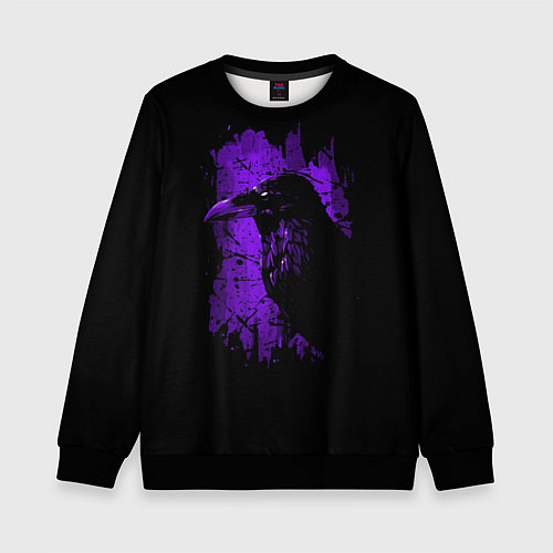 Детский свитшот Dark purple raven / 3D-Черный – фото 1