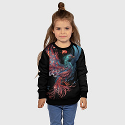 Свитшот детский Феникс в стиле Ирезуми, цвет: 3D-черный — фото 2