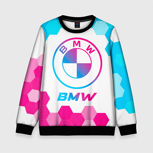 Детский свитшот BMW neon gradient style / 3D-Черный – фото 1